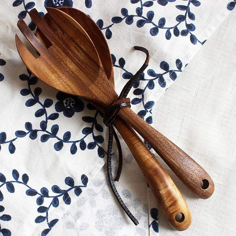 Acacia Houten Saladeset - Handgemaakt - Duurzaam - Perfect voor Elke Keuken-Cooking Utensil Sets-De Bazelaar