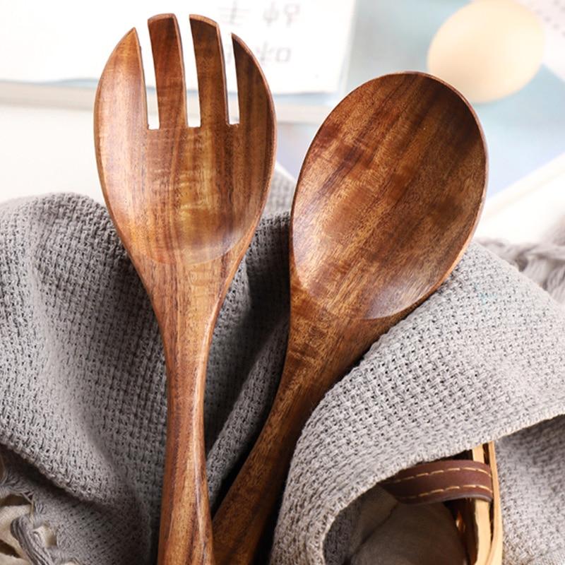 Acacia Houten Saladeset - Handgemaakt - Duurzaam - Perfect voor Elke Keuken-Cooking Utensil Sets-De Bazelaar