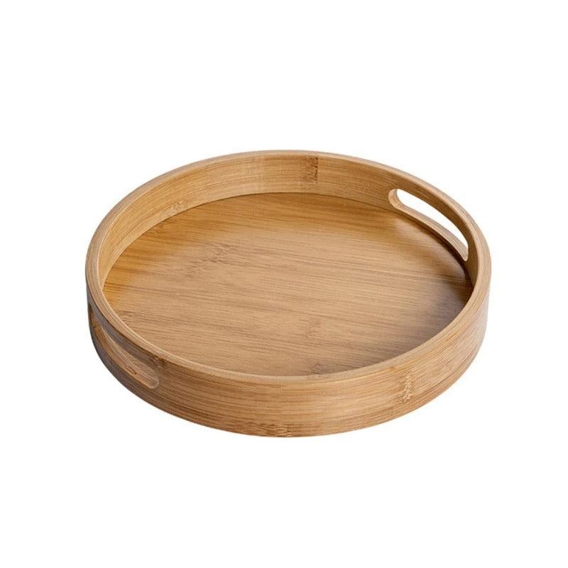 Bamboe Houten Ronde Dienblad - Handvatten voor Gemak-Cutting & Serving Boards-De Bazelaar