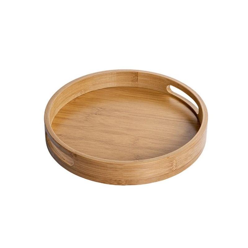 Bamboe Houten Ronde Dienblad - Handvatten voor Gemak-Cutting & Serving Boards-De Bazelaar