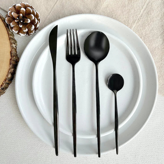 Zwart Modern Bestek Set - Gedurfd & Elegant - Uniek Dineren-Cutlery Sets-De Bazelaar