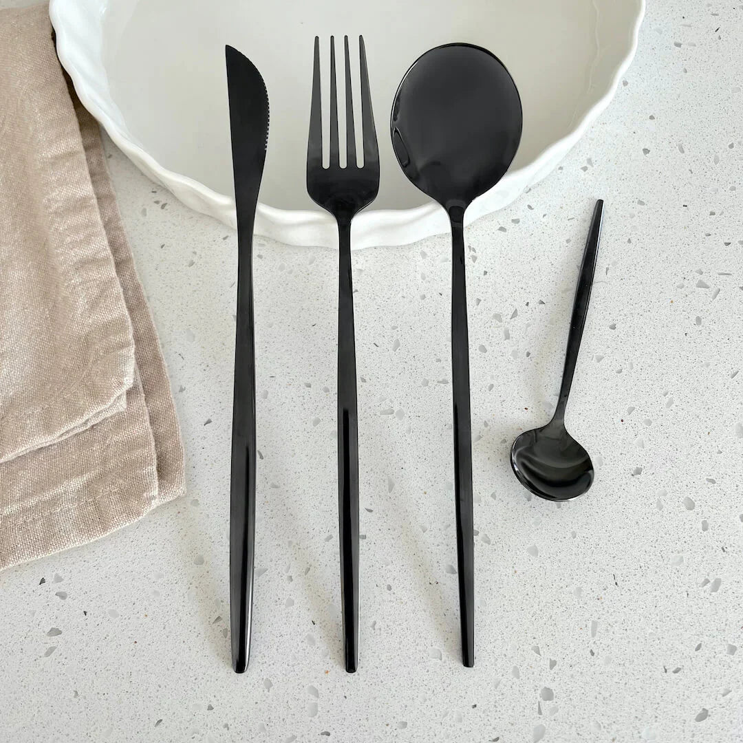 Zwart Modern Bestek Set - Gedurfd & Elegant - Uniek Dineren-Cutlery Sets-De Bazelaar