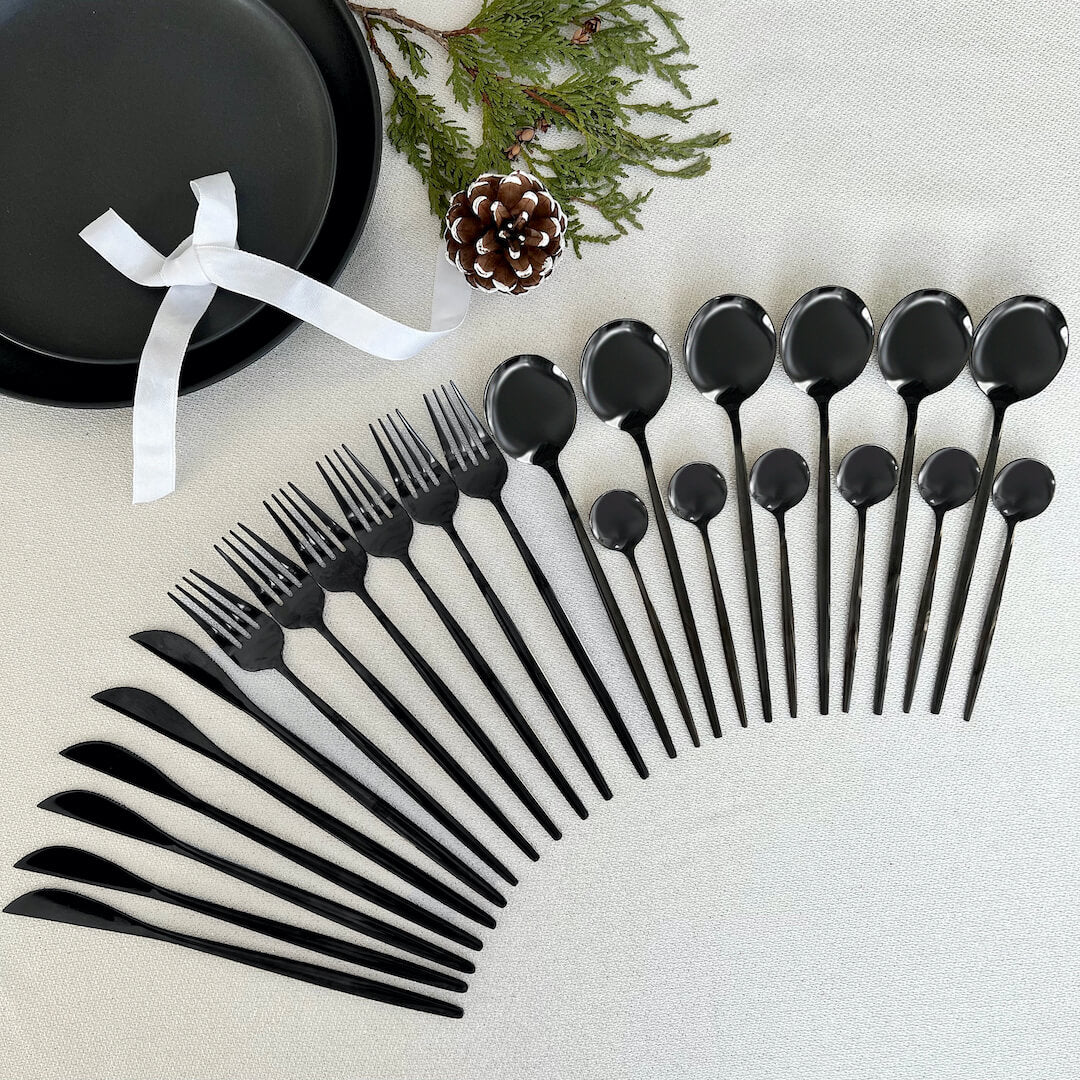 Zwart Modern Bestek Set - Gedurfd & Elegant - Uniek Dineren-Cutlery Sets-De Bazelaar