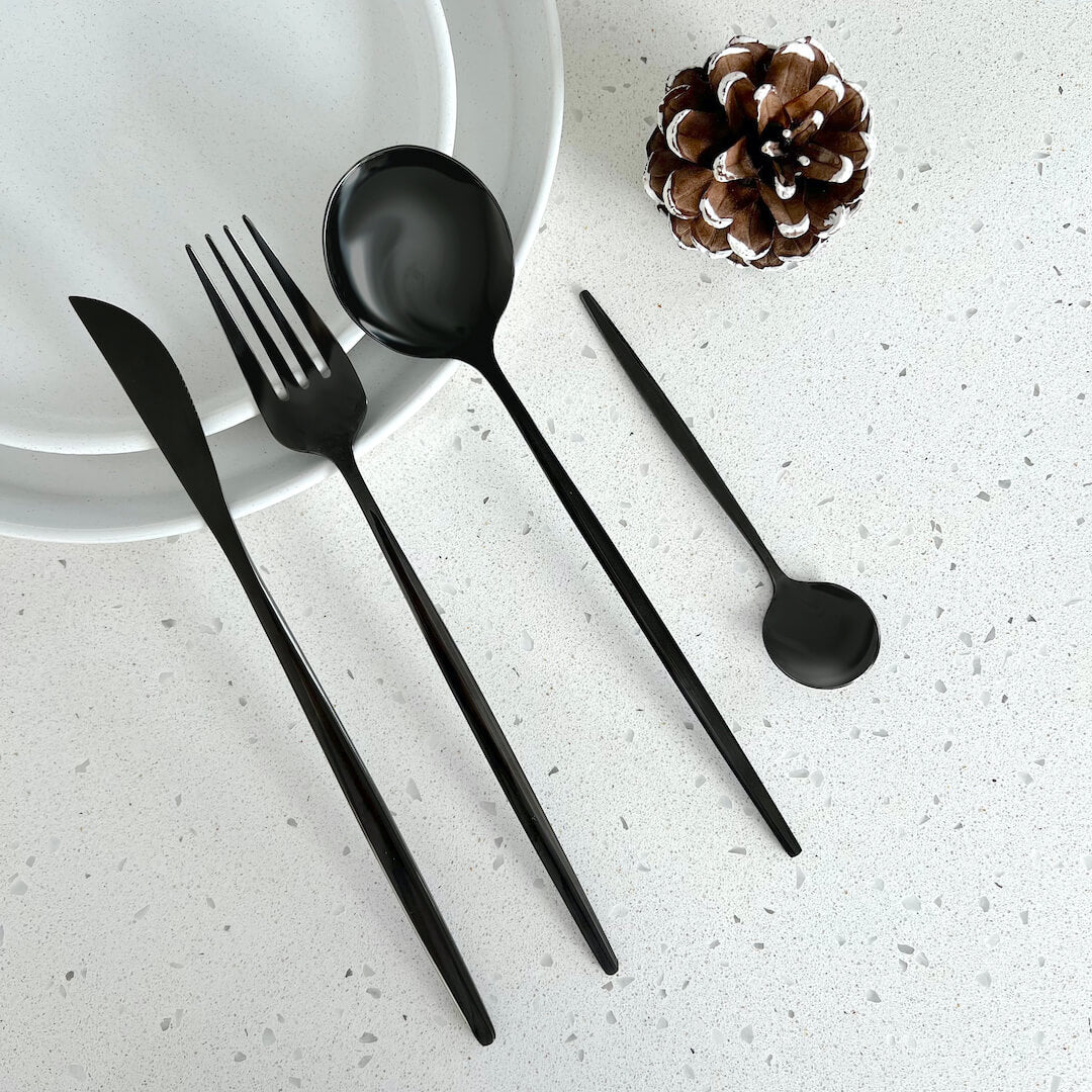 Zwart Modern Bestek Set - Gedurfd & Elegant - Uniek Dineren-Cutlery Sets-De Bazelaar