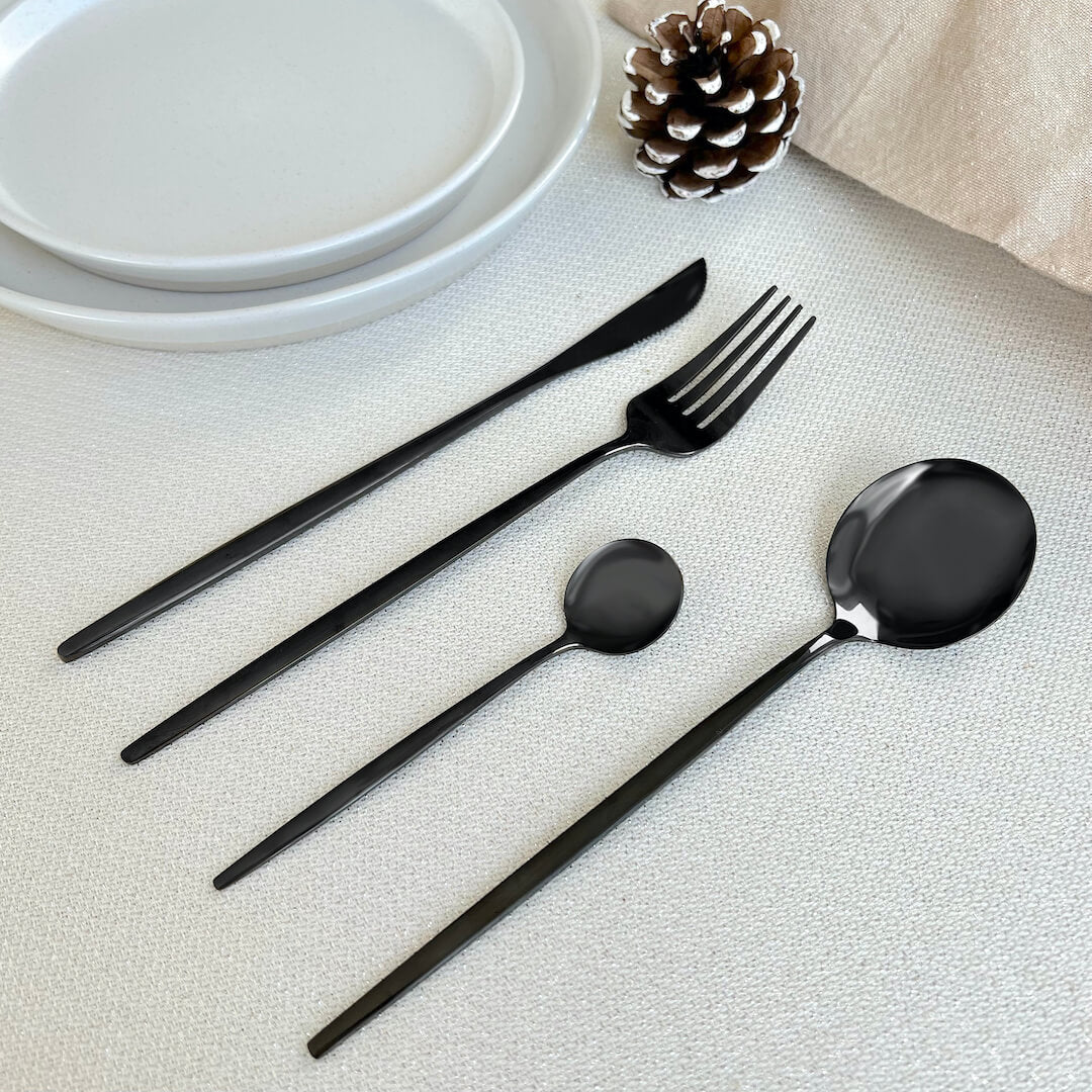 Zwart Modern Bestek Set - Gedurfd & Elegant - Uniek Dineren-Cutlery Sets-De Bazelaar