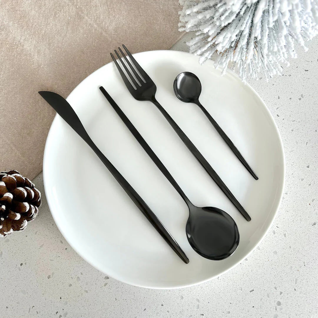 Zwart Modern Bestek Set - Gedurfd & Elegant - Uniek Dineren-Cutlery Sets-De Bazelaar