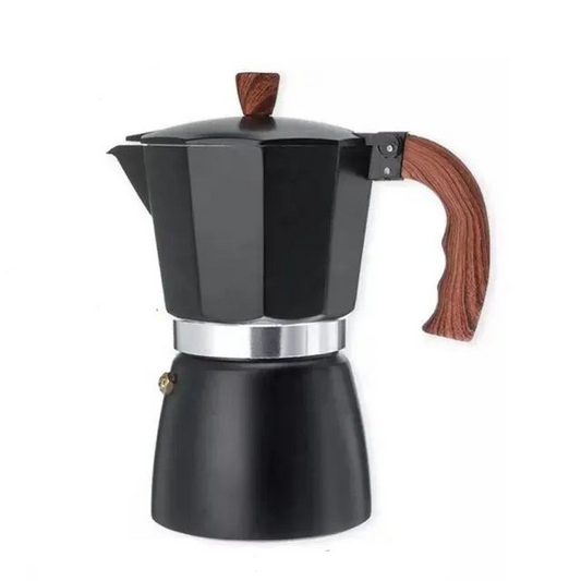 Stovetop Moka Pot - Houten Handvat - Krachtige Koffieervaring-Coffee & Tea-De Bazelaar