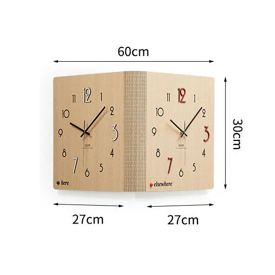 Dubbelzijdige Houten Hoek Wandklok - Minimalistisch - Uniek Design - Functioneel Decor-Wall Clocks-De Bazelaar