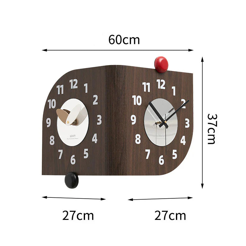 Dubbelzijdige Houten Hoekwandklok - Walnootdesign - Uniek en Stijlvol-Wall Clocks-De Bazelaar