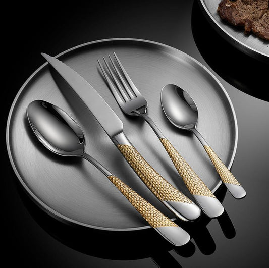Drillan Bestekset - 304 RVS - Luxe Textuur - Duurzaam en Stijlvol-Cutlery Sets-De Bazelaar