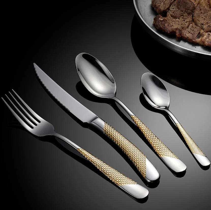 Drillan Bestekset - 304 RVS - Luxe Textuur - Duurzaam en Stijlvol-Cutlery Sets-De Bazelaar