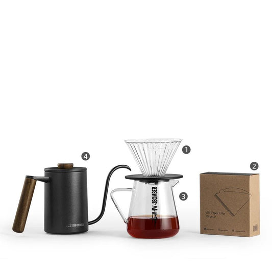 Drip Koffie Set - Inclusief Kettle, Glazen Server & Dripper-Coffee & Tea-De Bazelaar