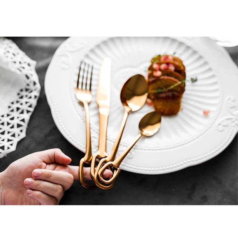 Elegance Ringlet Bestekset - 18/10 RVS - Stijlvolle Ringhandgreep-Cutlery Sets-De Bazelaar