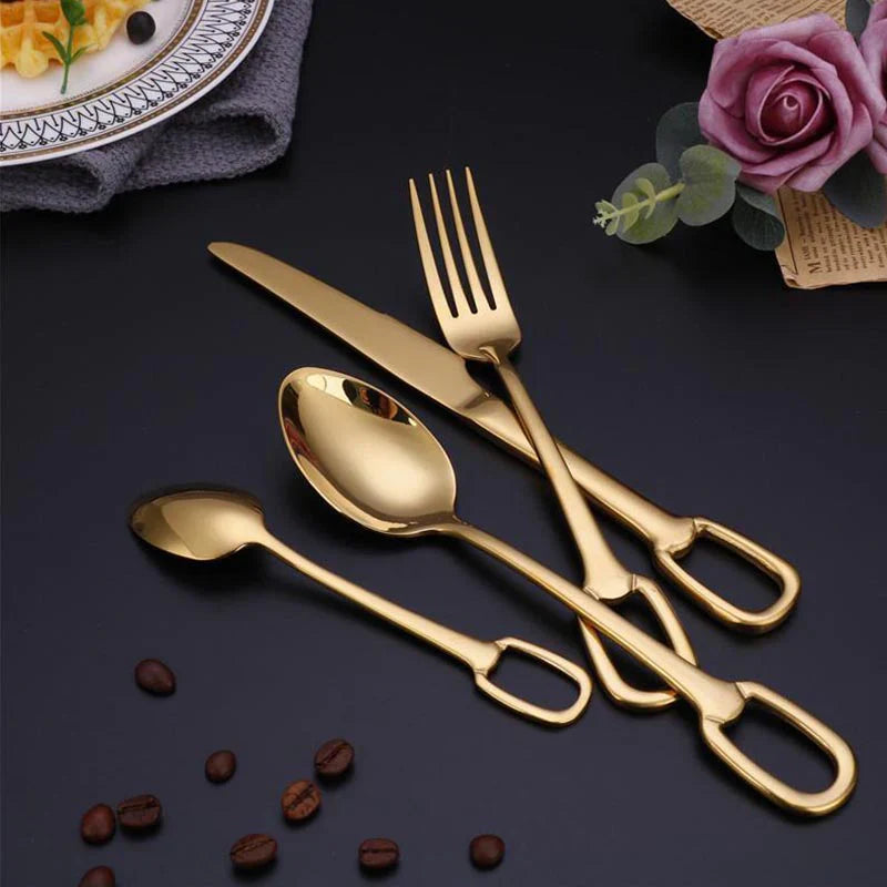 Elegance Ringlet Bestekset - 18/10 RVS - Stijlvolle Ringhandgreep-Cutlery Sets-De Bazelaar