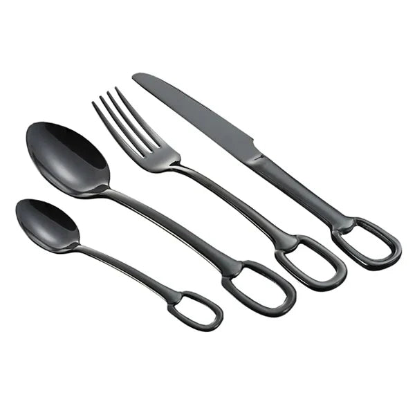 Elegance Ringlet Bestekset - 18/10 RVS - Stijlvolle Ringhandgreep-Cutlery Sets-De Bazelaar