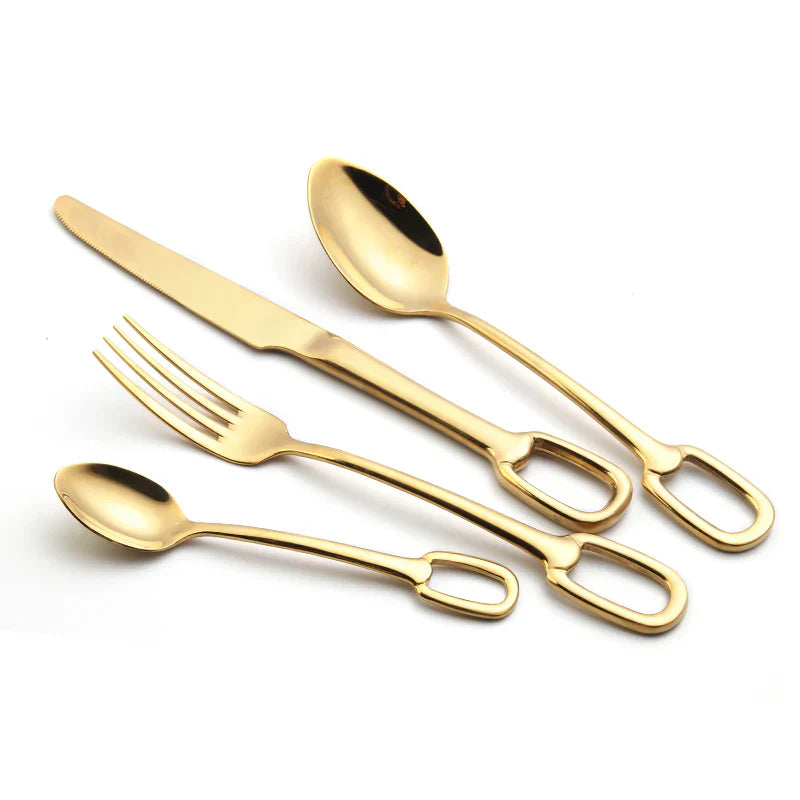 Elegance Ringlet Bestekset - 18/10 RVS - Stijlvolle Ringhandgreep-Cutlery Sets-De Bazelaar