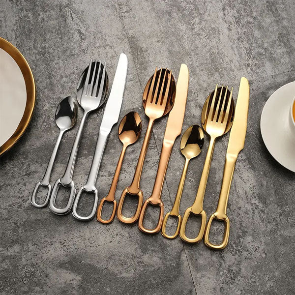 Elegance Ringlet Bestekset - 18/10 RVS - Stijlvolle Ringhandgreep-Cutlery Sets-De Bazelaar