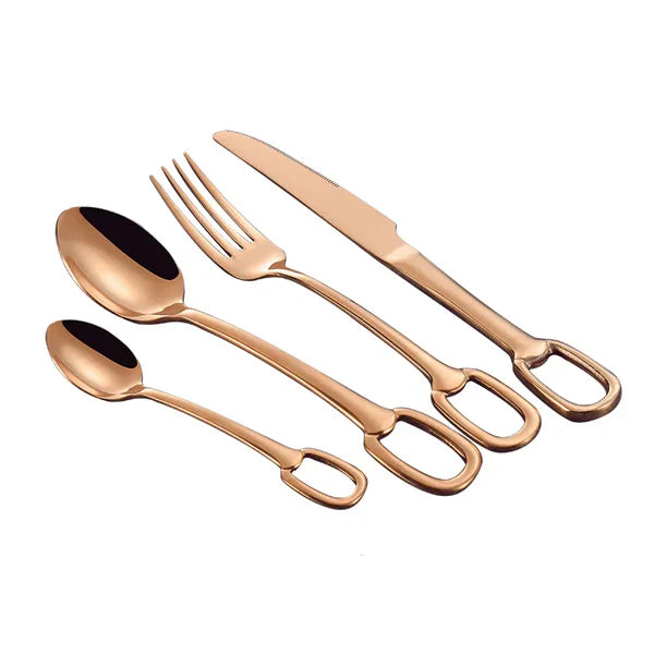Elegance Ringlet Bestekset - 18/10 RVS - Stijlvolle Ringhandgreep-Cutlery Sets-De Bazelaar