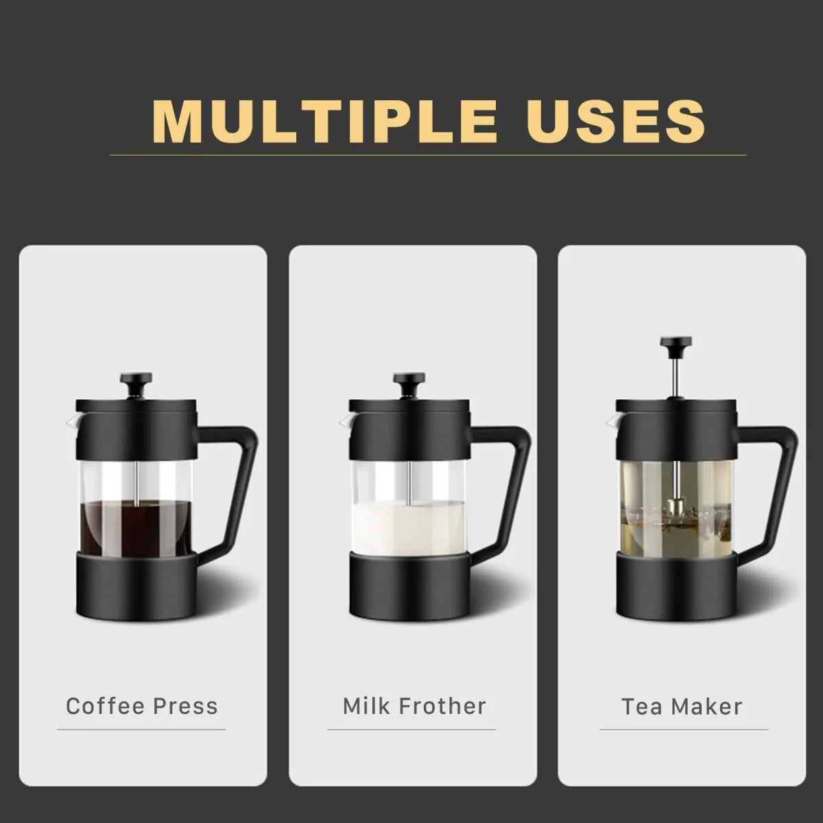 Franse Pers Koffiezetter - Borosilicaatglas - Perfecte Smaak - Duurzaam Ontwerp-Coffee & Tea-De Bazelaar