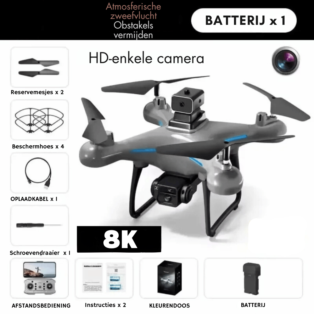 8K HD Drone - Dual-Camera Obstakelvermijding-Drone-De Bazelaar