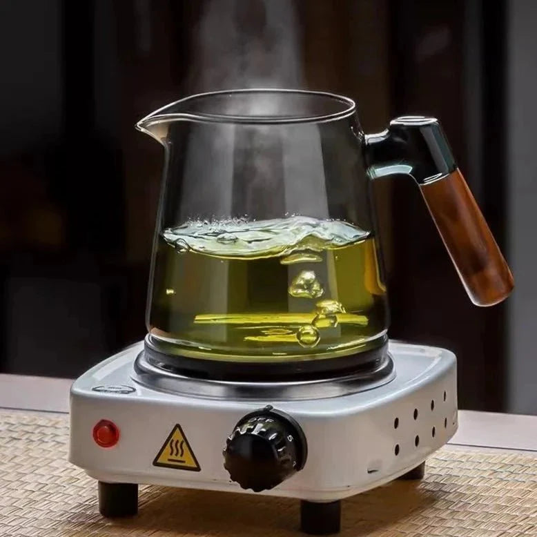 Glazen Theepot met Infuser - 600 ml - Houten Handvat - Perfect voor Theeliefhebbers-Coffee & Tea-De Bazelaar