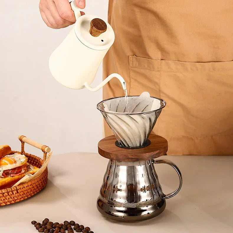 Gooseneck Kettle - Houten Handvat - Perfect voor Precisie Brouwen-Coffee & Tea-De Bazelaar