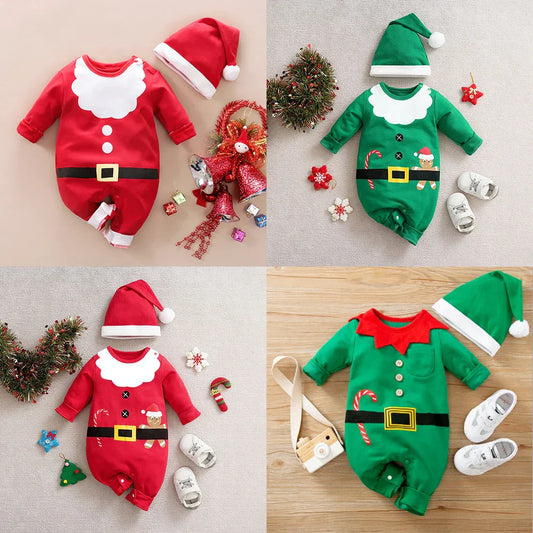 Baby's Eerste Kerstmis Outfit - Santa & Elf Romper (0-18M)-Toys-De Bazelaar