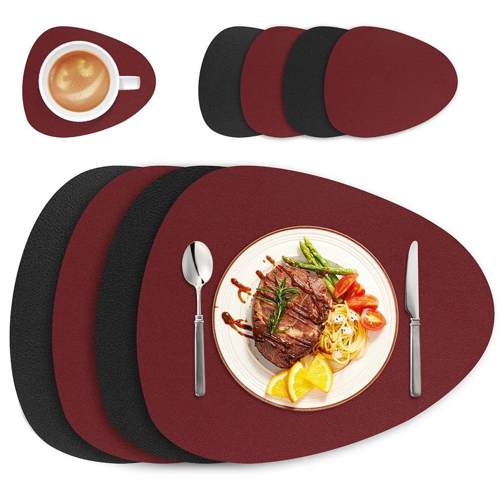 Ecologisch Leren Placemat Set - Waterdicht & Oliebestendig-Tableware & Dining Accessories-De Bazelaar