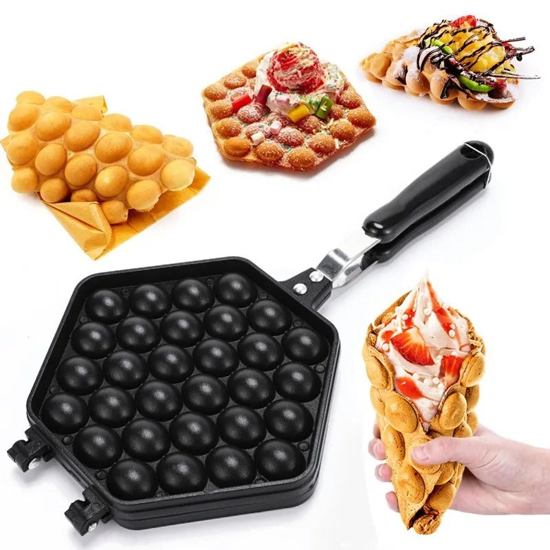 Eieren Bubbels Cake Pan - Gietaluminium - Antiaanbaklaag - Perfect voor Knapperige Wafels-Cookware-De Bazelaar