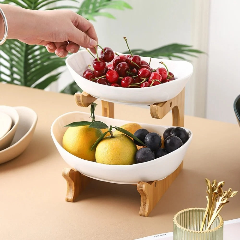 Moderne Bamboe Fruitmand - 2 tot 3 Niveaus - Stijlvol en Ruimtebesparend-Tableware & Dining Accessories-De Bazelaar