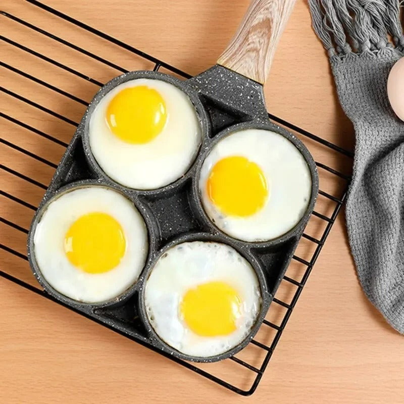 4-Kops Anti-aanbak Eieren Bakpan - Steen Coating - Perfecte Eieren - Makkelijk Schoonmaken-Cookware-De Bazelaar