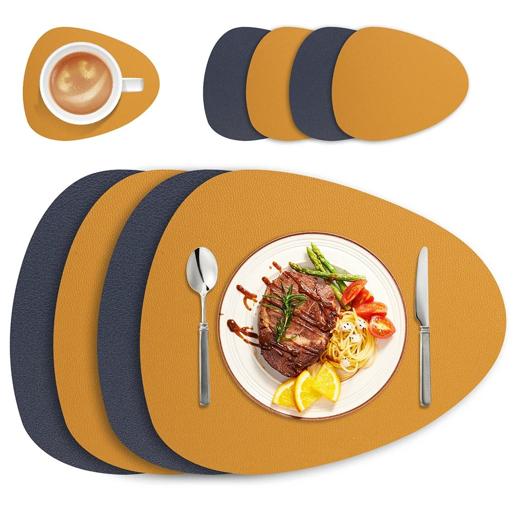 Ecologisch Leren Placemat Set - Waterdicht & Oliebestendig-Tableware & Dining Accessories-De Bazelaar