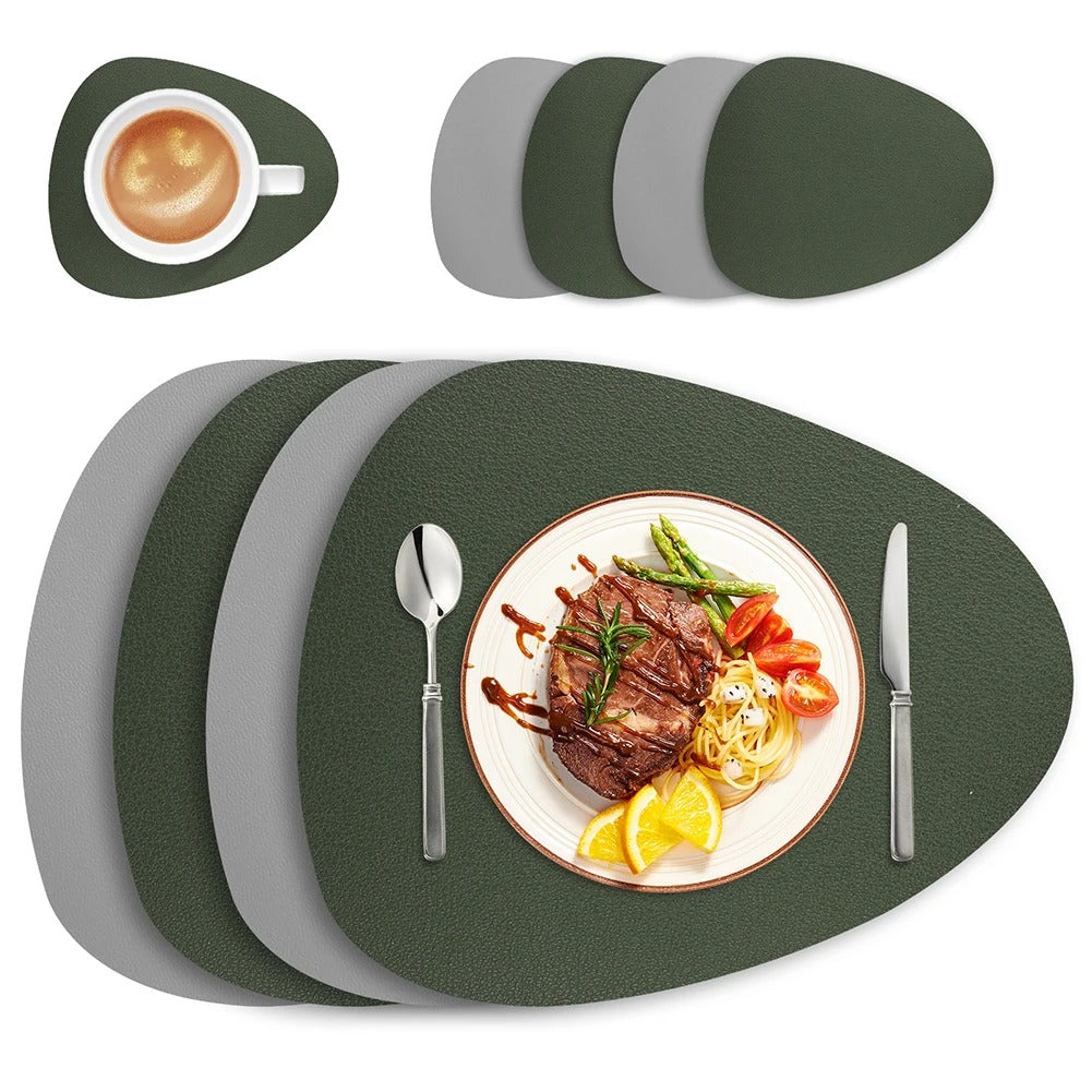 Ecologisch Leren Placemat Set - Waterdicht & Oliebestendig-Tableware & Dining Accessories-De Bazelaar
