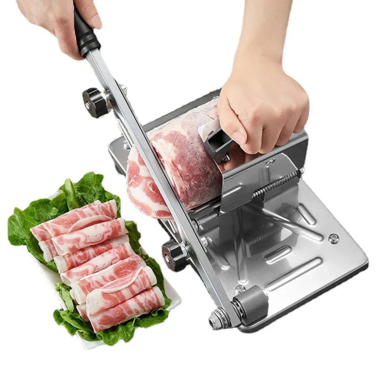 Handmatige Diepvries Vlees Snijder - RVS - Precieze Sneden - Efficiënt en Gebruiksvriendelijk-Kitchen Tools and Accessories-De Bazelaar