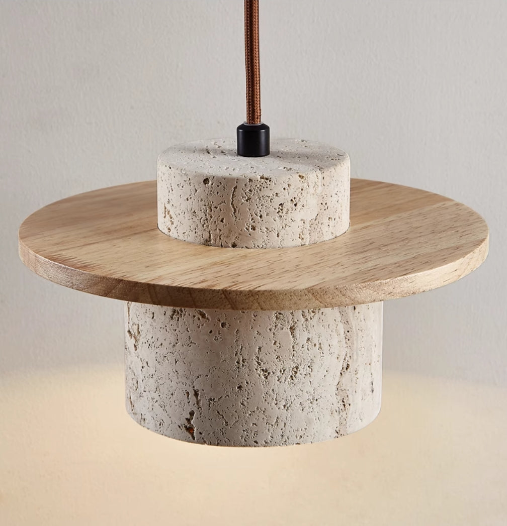 Tijdloze Travertin Hanglamp - Unieke Natuursteen Designlamp-light decor-De Bazelaar