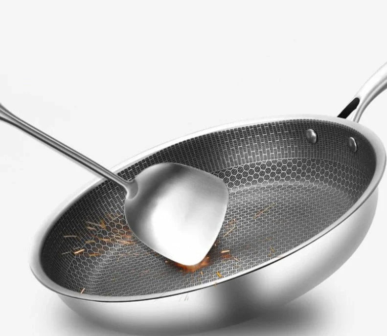 Anti-aanbak RVS Koekenpan - Duurzaam - Gezond Koken - Perfecte Warmteverdeling-Cookware-De Bazelaar