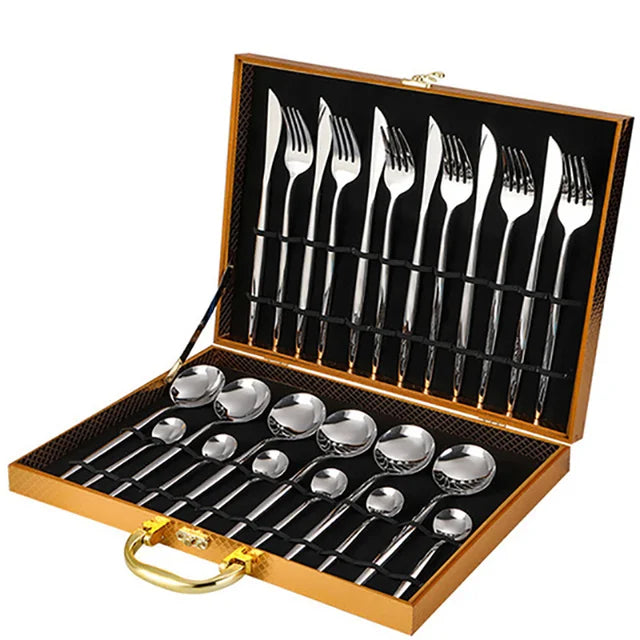 Premium Bestekset - 24-Delige RVS - Perfect voor Feestjes-Cutlery Sets-De Bazelaar
