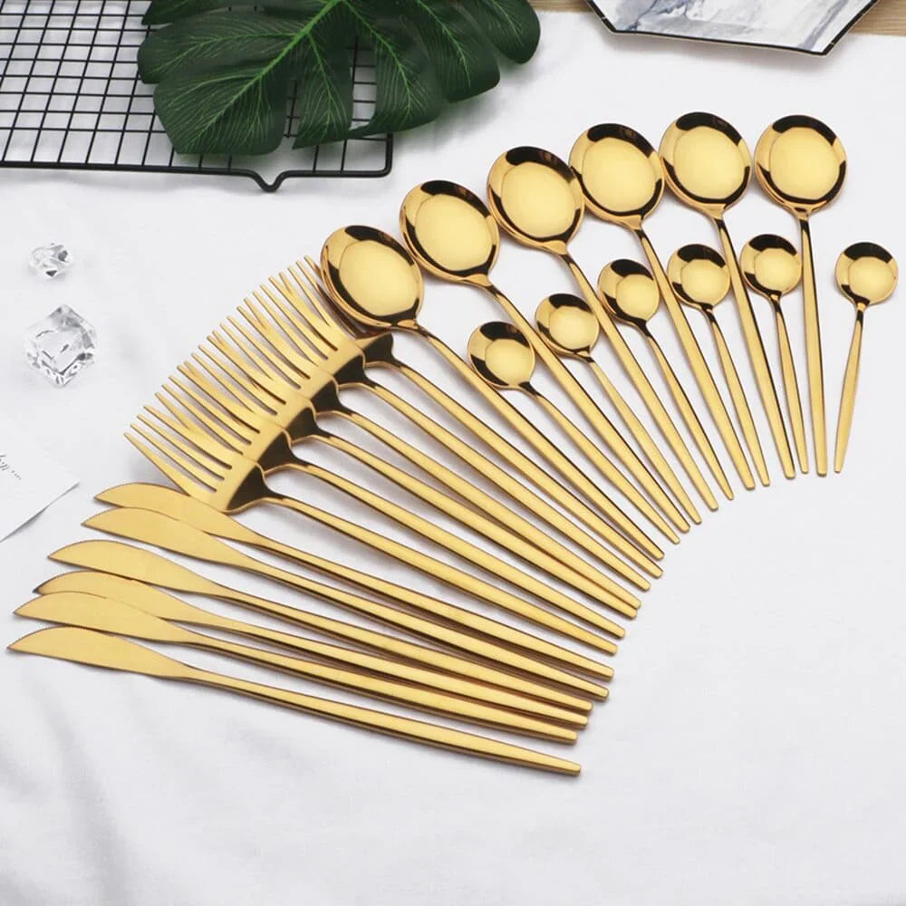 Premium Bestekset - 24-Delige RVS - Perfect voor Feestjes-Cutlery Sets-De Bazelaar