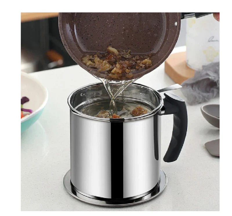 RVS Oliefilterpot - Duurzame Zeef - Efficiënt en Milieuvriendelijk-Cookware-De Bazelaar