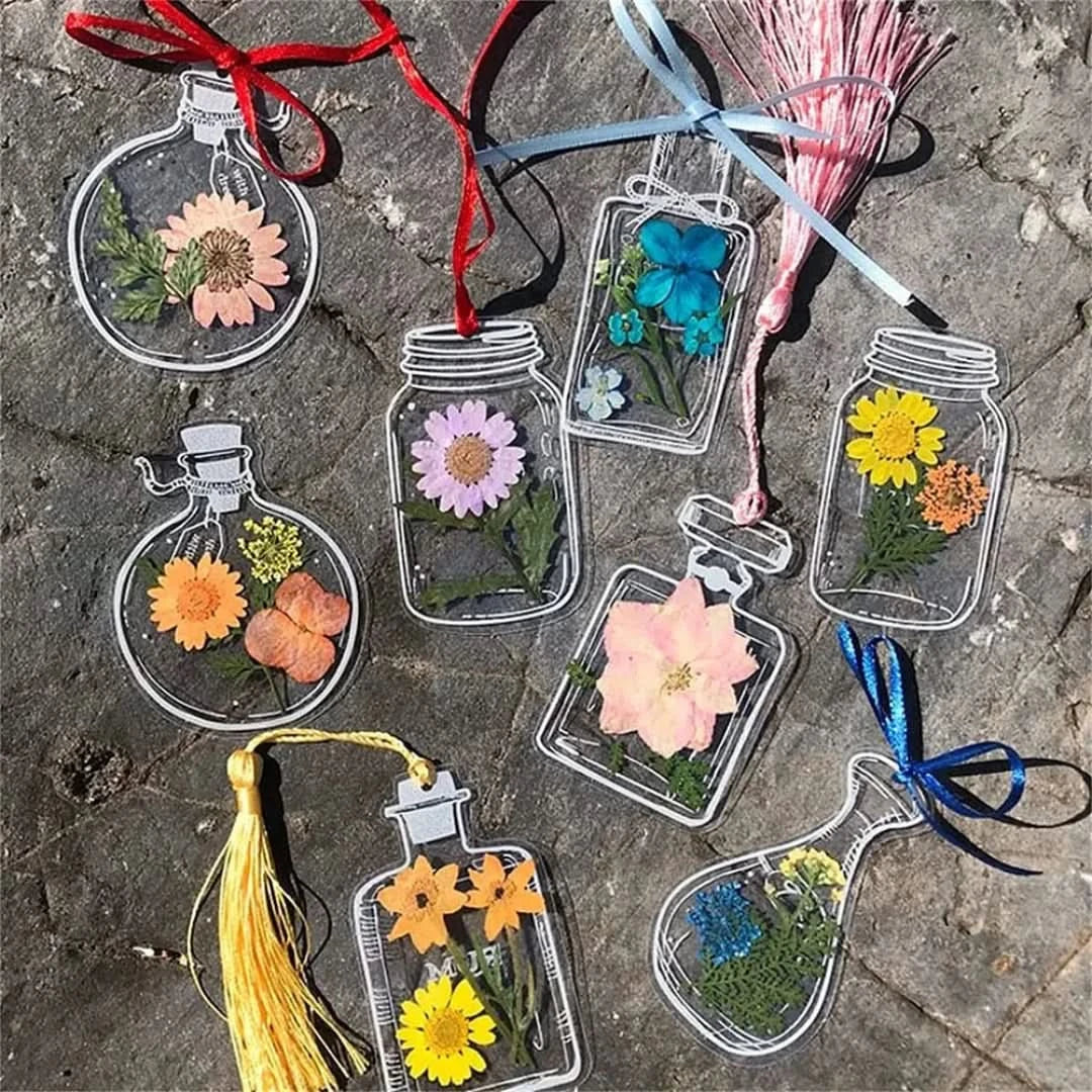 🌸Transparante boekenleggers met gedroogde bloemen (met gratis lint)🦋 - #🌸Transparante boekenleggers met gedroogde bloemen (met gratis lint)🦋De Bazelaar