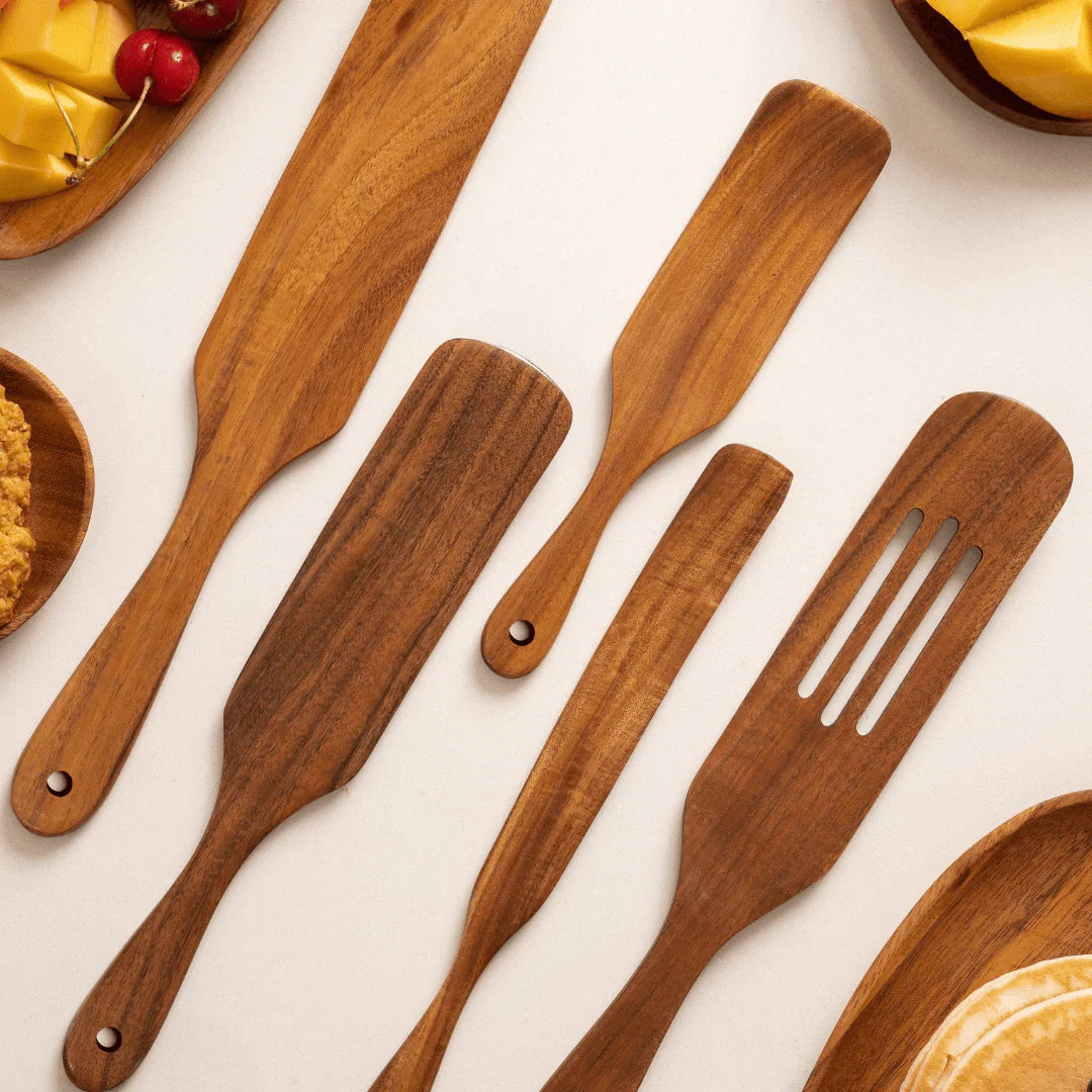 Houten Spurtle Set - Duurzaam & Veelzijdig Keukengerei-Cooking Utensil Sets-De Bazelaar