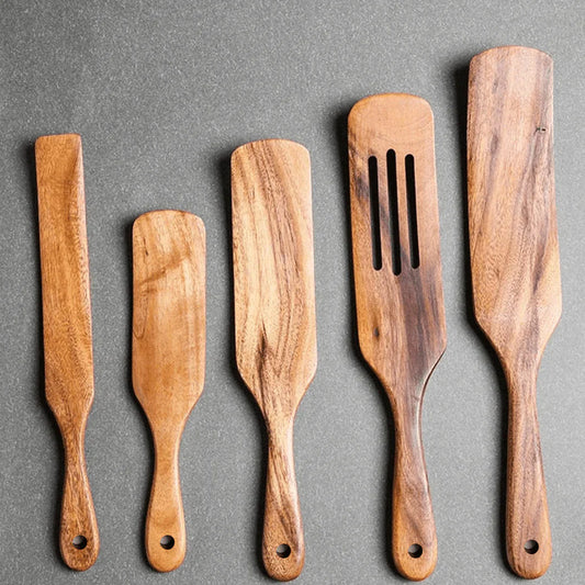 Houten Spurtle Set - Duurzaam & Veelzijdig Keukengerei-Cooking Utensil Sets-De Bazelaar