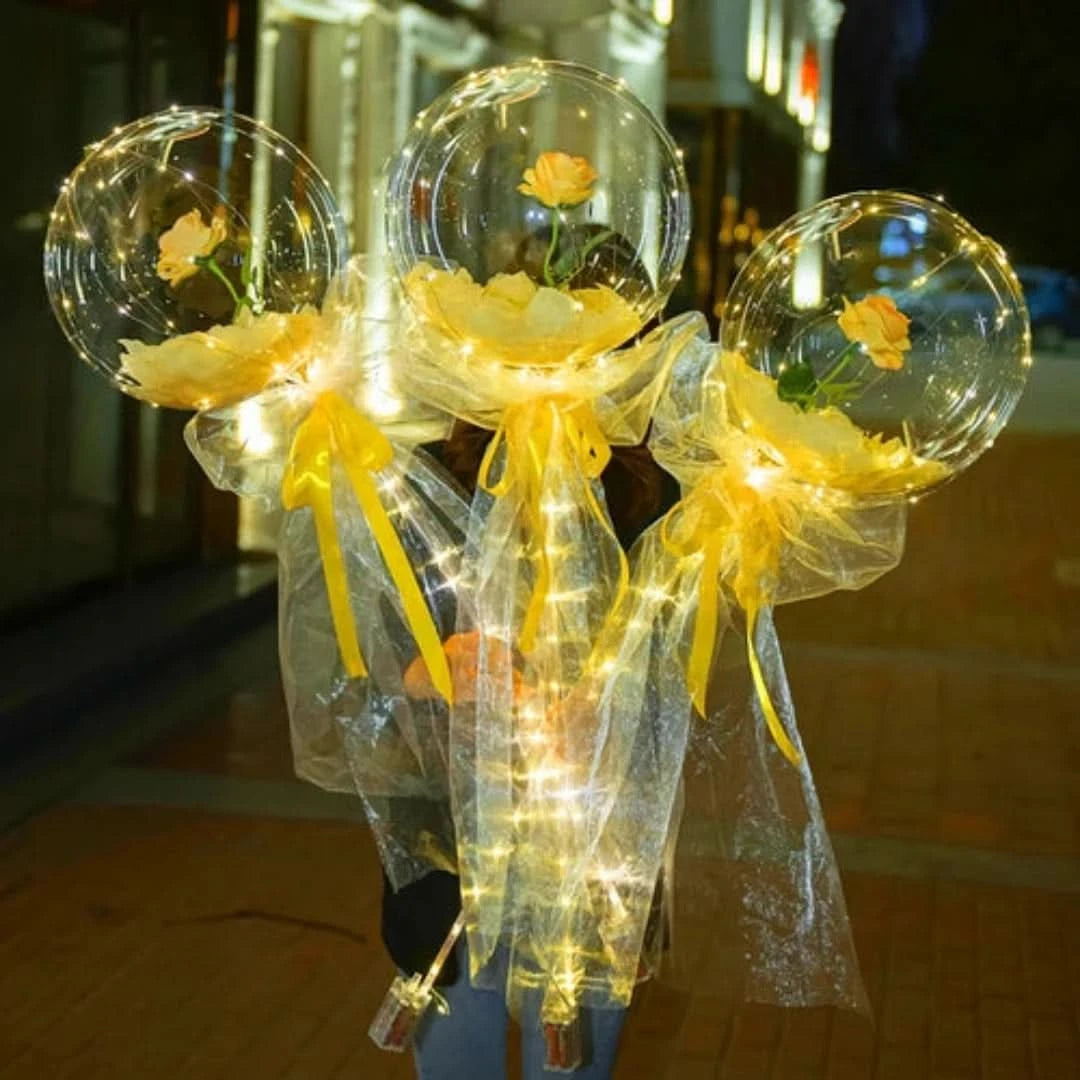 Luchtroos | LED Ballonroos-Boeket