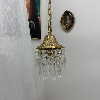 Luxe Gouden Hanglamp met Kristallen Druppelvorm – 1 Lichtpunt