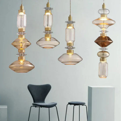 Exotische Glazen Hanglamp met Onregelmatig Design