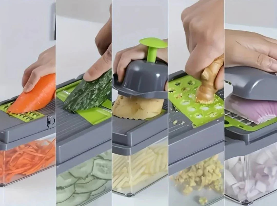 Multifunctionele Groentesnijder Set - 10-delige Snijset voor Efficiënt Koken-Kitchen Tools and Accessories-De Bazelaar