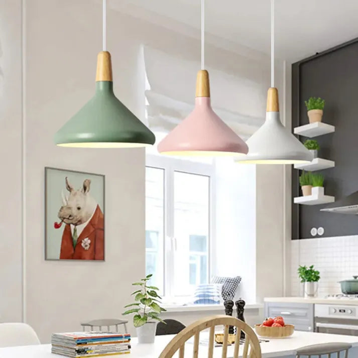 Conische Metalen Hanglamp Macaron - Minimalistisch en Stijlvol Description:-light decor-De Bazelaar
