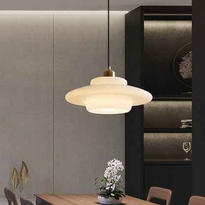 Tijdloze Witte Glazen Hanglamp voor een Elegant Interieur-light decor-De Bazelaar