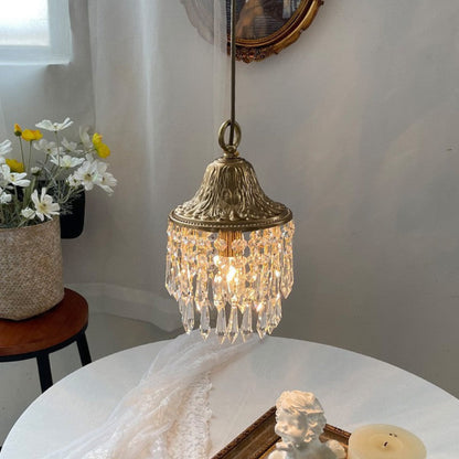 Luxe Gouden Hanglamp met Kristallen Druppelvorm – 1 Lichtpunt
