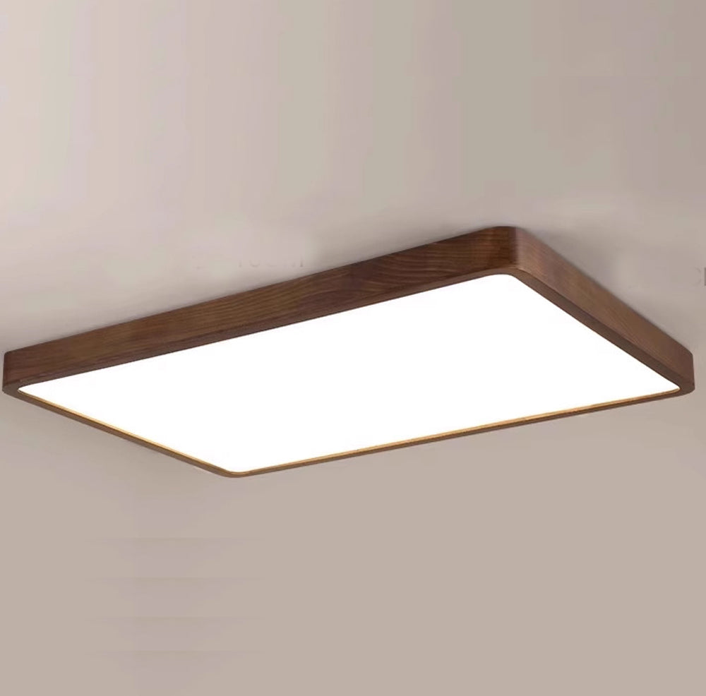 Zwarte Walnoot Plafondlamp met Dimbare LED-light decor-De Bazelaar